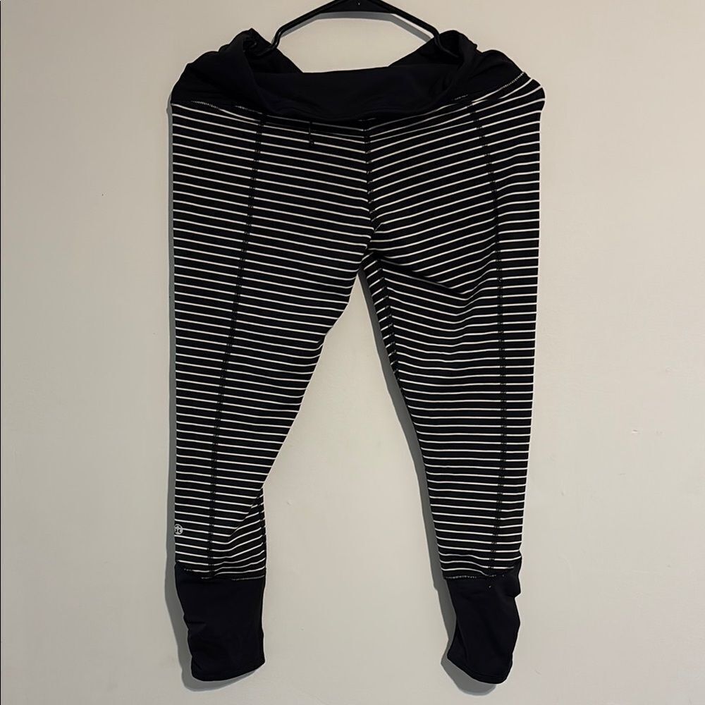 Striped Black and White Kids Leggings